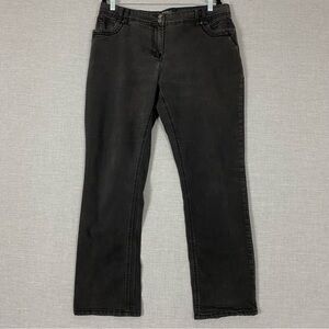 Penningtons Straight Fit Black Jeans Women's Plus Sz 16 Mid Rise 2 Button Waist